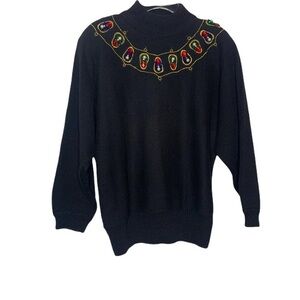 Vintage 80’s Peter Valentine Bling Christmas Mock Neck Dolman Sleeve Sweater